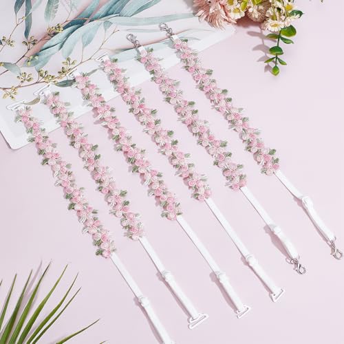 Image of FREEBLOSS 3 Pairs Decorative Bra Straps Adjustable Floral Bra Straps Replacement for Women Invisible Dress Strap for Strapless Dress Multicolor