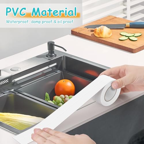 BELICOO 4 Rollen Dichtungsband Selbstklebend, Wasserdichtes Dichtungsband Dusche, PVC Dichtband für Badezimmer, Toilette, Badewanne, Waschbecken, Wandecke, Küche mit Dichtungswerkzeug (38 mm x 3,2 m)