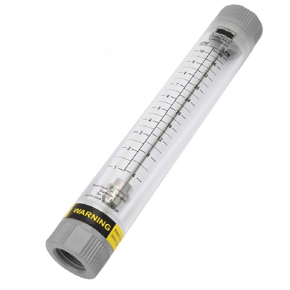 LZM-20G - Misuratore di portata per tubi, in vetro acrilico, flussometro per tubazioni per filettatura interna acqua 3/4", 1-10 GPM e 4-40 LPM
