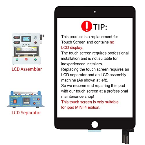 A-MIND For IPad Mini 4 A1538 A1550 Touch Display Panel Screen Replacement With Screen Protector+Repair Tools(Black)(Not LCD,NO Home Button)