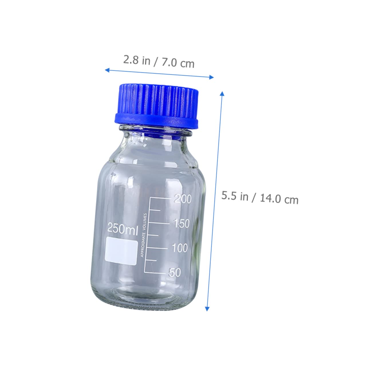 CHILDWEET Bottiglia di Reagente in Vetro 250ml 3 Pezzi, Flacone | Tappo Blu a Bocca Larga, Filettatura Sigillata, per Campionamento Chimico e Classificazione Imballaggi