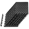ProsourceFit Exercise Puzzle Mat, Checkered EVA Foam Floor Tiles w/ Non-Slip Texture, Gym Mat w/ Interlocking Foam Tiles for Adjustable Surface, Shock Absorbing, Waterproof Gym Flooring