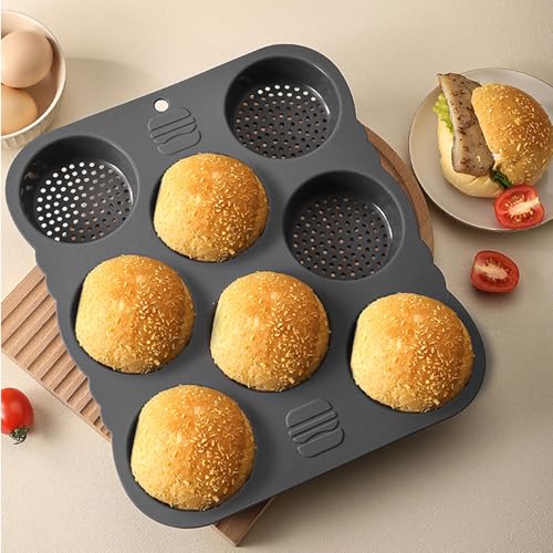 8-Cavity Silicone Hamburger Bread, Practical 4-Cavity Silicone, Food Grade Temperature Resistant, Dishwasher for