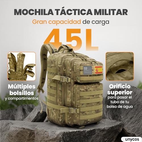 Variante de unycos mochila tactica 45L Camuflaje 3 Sistema Molle