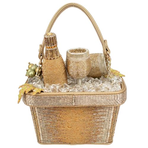 Mary Frances Chilled Beaded Wine Top Handle Handbag, Gold3