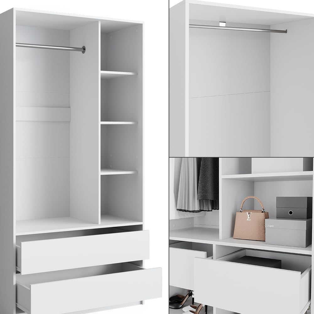 Vicco Szafa "Elmo", Biały, 280 x 200 cm | Zestaw 3, pour un rangement flexible de différents types de vêtements