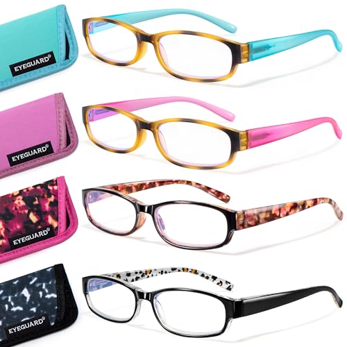 EYEGUARD 4 Pack Blue Light Reading Glasses for Women Computer Readers Fashion Spring Hinge Eyeglasses 1.25 EYEGUARD 4 Pack Blue Light Reading Glasses for Women Computer Readers Fashion Spring Hinge Eyeglasses 1.25