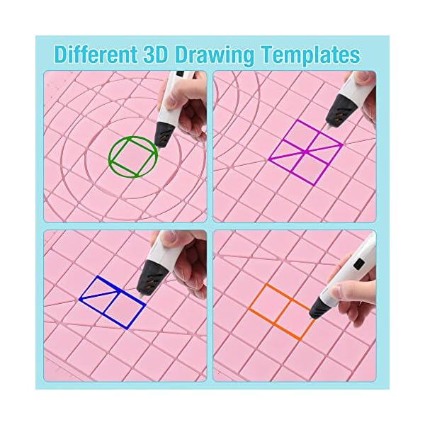 Tapis de stylo 3D de petite taille - Tapis d'impression 3D pour dÃ©butants - 17 x 17 cm - Tapis de stylo 3D pour stylos 3D - Accessoires de stylo 3D compatibles avec les pochoirs - Rose – Image 5