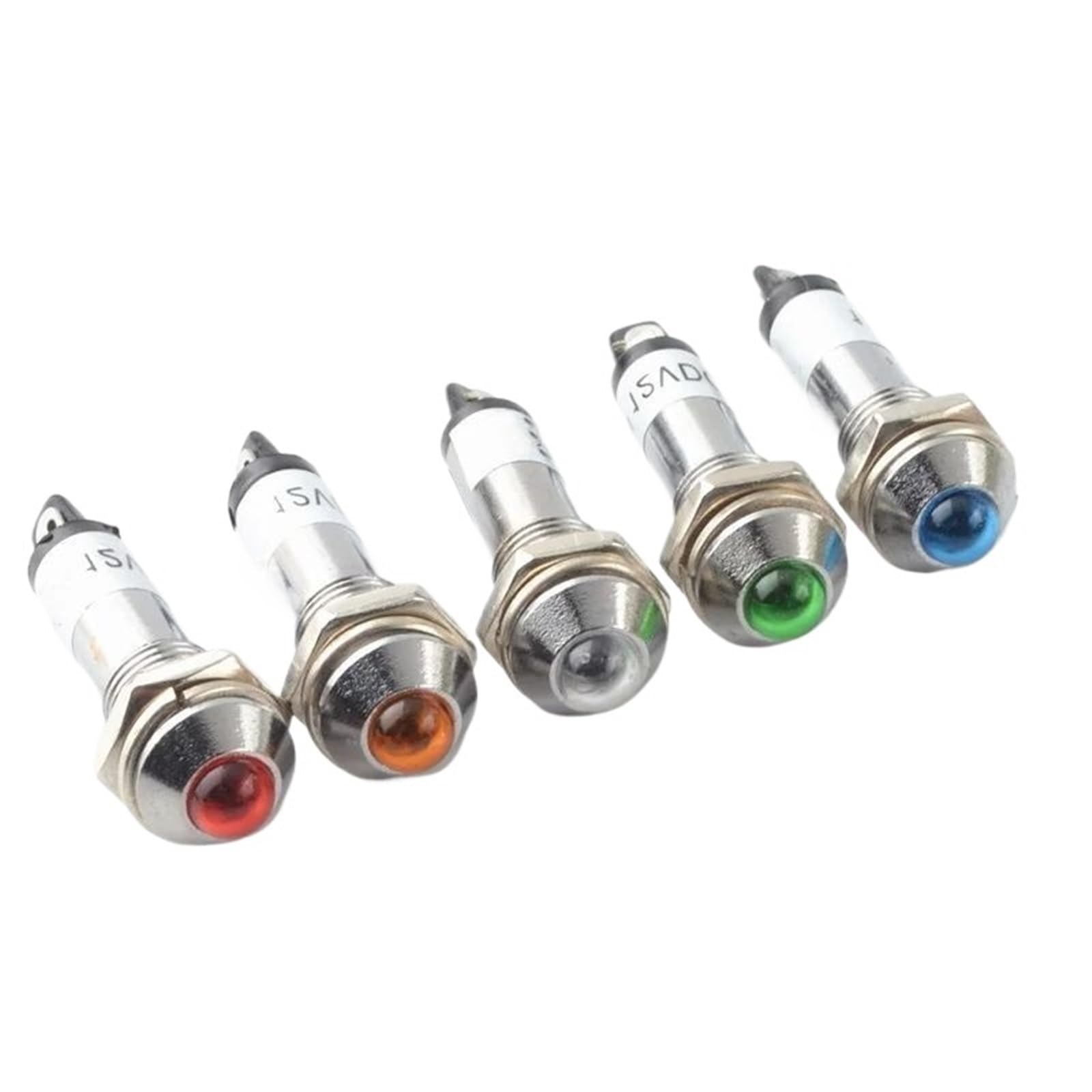 1/5/10 unidades de luz de señalización LED de trabajo pequeña de metal de 8 mm XD8-2 redonda de cobre, luz azul, blanca, roja, verde y amarilla, 12 V, 24 V, 220 V(White,5pcs,220V)