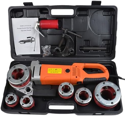 Electric Pipe Threader - Handheld Motorized Pipe Threading Machine with 4 Efficient Heads, Lightweight Design for Easy Use
