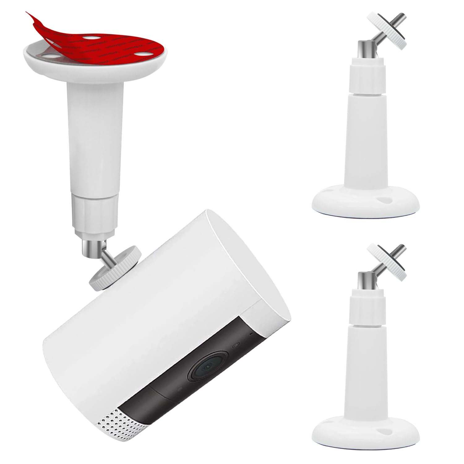 2 Pack Adjustable Adhesive Wall Mount Brackets for Ring Stick Up Cam ＆ Ring Outdoor Cam Plus, Indoor / Outdoor Installation, VHB Stick On or Screws, No Drilling