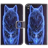 TienJueShi Wolf Flip Book Stand Brief Leder Tasche Schütz Hülle Handy Hülle Abdeckung Fall Wallet Cover Etüi Skin Für Medion Life P5004 MD 99253 5 inch