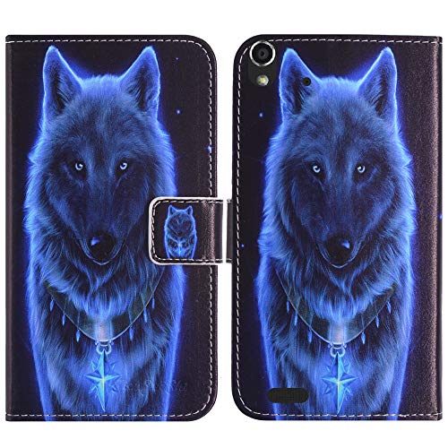 TienJueShi Wolf Flip Book Stand Brief Leder Tasche Schütz Hülle Handy Hülle Abdeckung Fall Wallet Cover Etüi Skin Für Medion Life P5004 MD 99253 5 inch