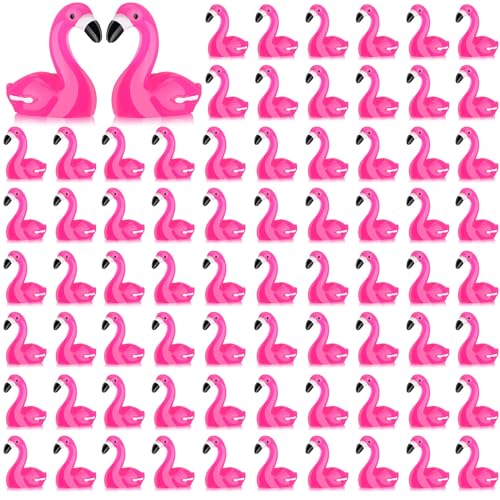 Marsui 100 Pcs Mini Resin Flamingos Mini Flamingo Tiny Flamingo Figurines Ducks for Craft Cake Topper Figurines Miniature Garden Accessories Dollhouse