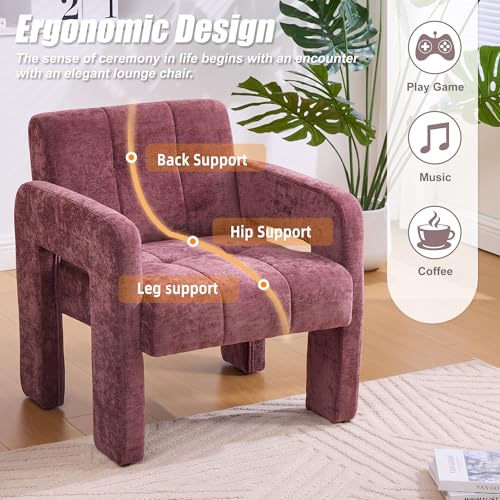 Sillón Chenille Plegable Rojo miniatura 5
