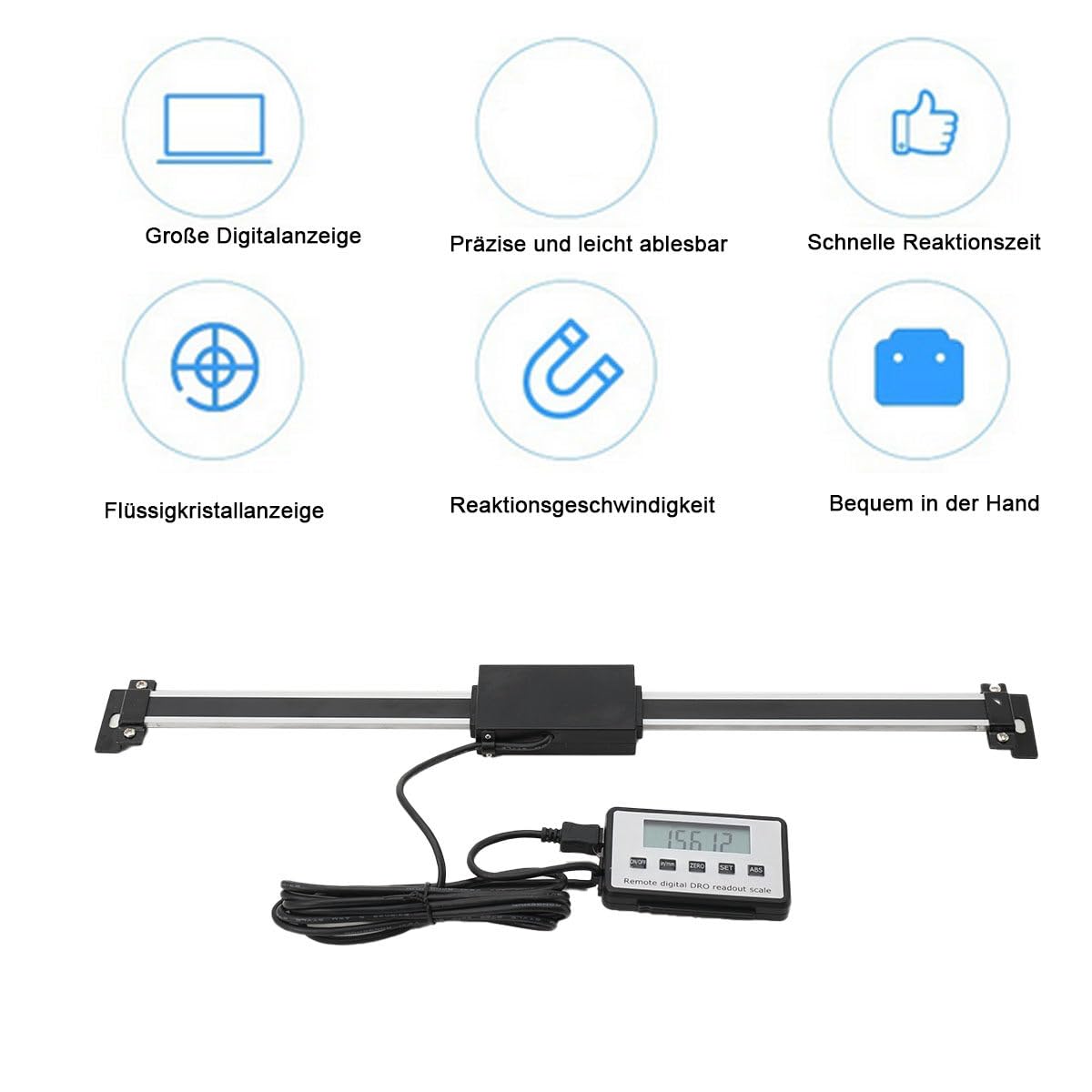 LCD Digitalanzeige Kit 0-300mm Digital Readout Kit Linearskala Anbaumeßschieber Präzises LCD-Ausleseset für Fräsmaschinen Drehmaschinen ±0,01mm Genauigkeit 3m/s