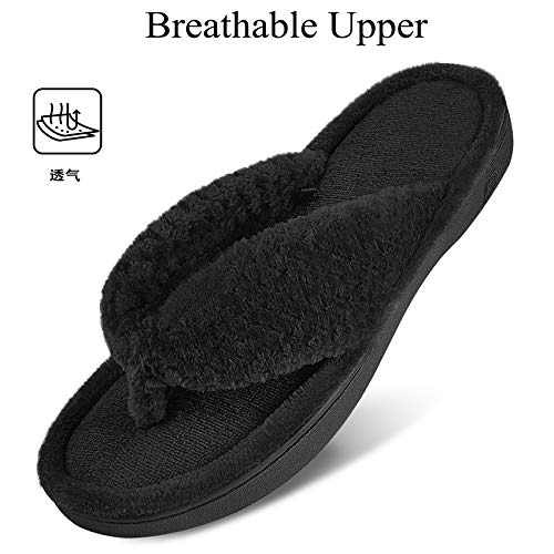 DL Women's Flip Flop Memory Foam Slippers with Cozy Terry Lining Soft Thong Slippers Slip on House Shoes with Indoor Outdoor Arch Support Rubber Sole3