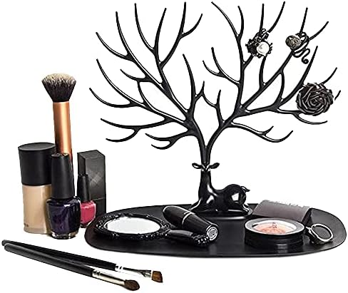 Earring Bracelet Necklace Holder, Jewelry Organizer Stand, jewellery Display Rack, Tray Deer Antler Tree Shape Bracelets Storage Holders for Home Decor, Decoration Gift, Birthday Gifts (Black)