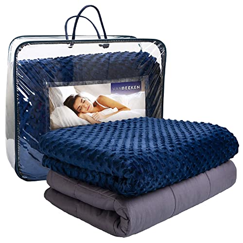 VAN BEEKEN - Gewichtsdecke - Einschlafhilfe/Durchschlafhilfe für Erwachsene & Kinder - Blau - 150 x 200 cm - 4.5 kg Cover
