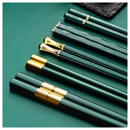 Palillos de fibra de vidrio 5 pares de palillos multiestilo juego de palillos chinos japoneses reutilizables paquete múltiple con diseño antideslizante y apto (verde)