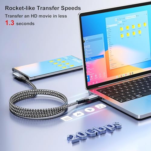 Image of ZeroneTeck USB C Cable [3-Pack 3.3FT], USB C 3.2 Gen 2 Cable 20Gbps High Speed Data Transfer, 4K Monitor Video Output 100W Charging, for iPhone 17, MacBook, SSD, Dell, ARZOPA, KYY for Portable Monitor