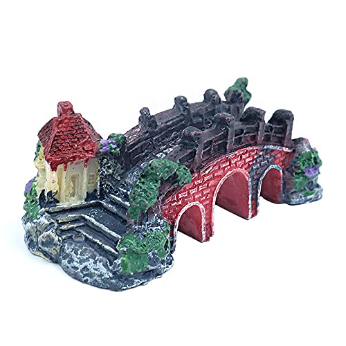 ANCLLO Fake Aquarium Water Bridge Ornament Figurine Miniature Fairy Garden Home Decor Bridge Aquarium Fish Tank Décor #1