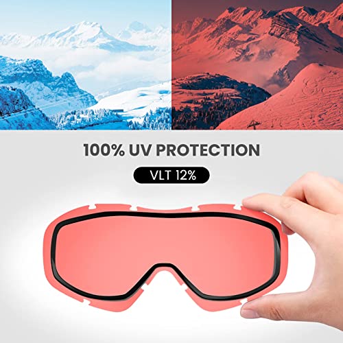 OutdoorMaster OTG Ski Goggles - Over Glasses Ski/Snowboard Goggles for Men Women & Youth - 100% UV Protection (Rose Red Silver VLT12%) - Image 4