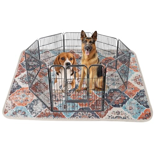 Image of IEUUMLER Washable Pee Pads for Dogs, 1 Pack Reusable Pee Pads for Dogs Non-Slip Grip, Super Absorbent Waterproof Puppy Pads for Potty Training, Playpen, Crate, Whelping Box EU011 (Orange,71 inch x 71 inch)