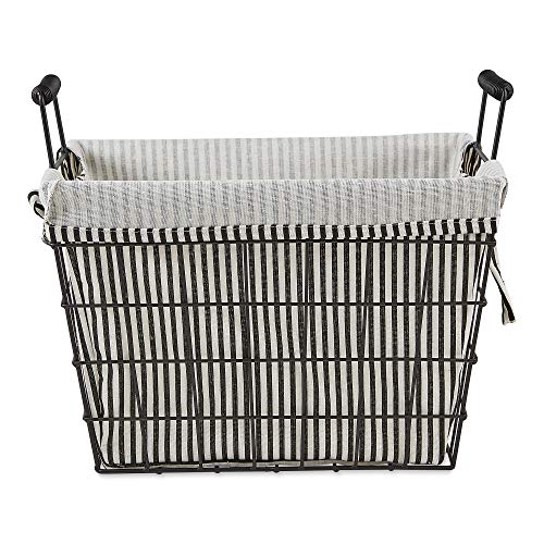 DII-Metal-Farmhouse-Lined-Basket-Contemporary-Storage-Container-Ticking-Stripe-Assorted DII Metal Farmhouse Lined Basket Contemporary Storage Container Ticking Stripe Assorted