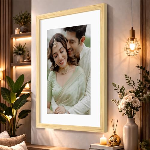 Image of Art Street Synthetic Document Large Size Wall Photo Frame, Set of 1 Big Frames For Wall Artwork, Certificates, Picture & Photographs Home Decor (18x24 Inch, Matted To: 12x18 Inch, Beige)