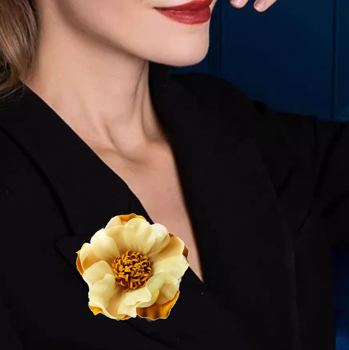 Elegant Large Cloth Flower Brooches Big Camellia Flower Pin for Women Dainty Cloth Fabric Rose Brooches Dress Skirt Scarf Hat Pins Clothing Decoration Accessories image 2