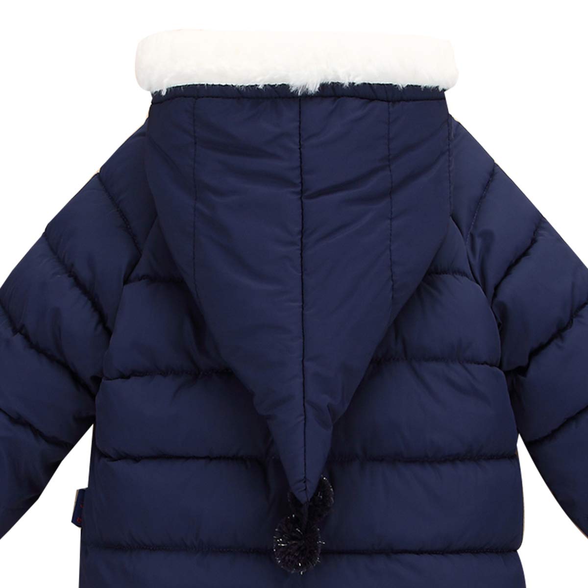 FEOYA Combi Pilote Bébé Garçon Hiver Snowsuit Combinaison de Neige Manteau à Capuche Vêtement 18-24 Mois Bleu Marine