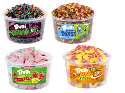 Trolli Dosen Diverse Sets 1er 2er 3er 4er Set Büro Party Mischpaket Grosspackung 1xErdb1xTarantu1xPfRinge1xTwist & 1xHLKauf-Block