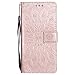 Produktbild LEMORRY Handyhülle für Huawei Honor 6 Case Leather Flip Wallet Pouch Slim Fit Bumper Protection Magnetic Strap Stand Card Slot Soft TPU Cover for Huawei Honor 6, Blühen Rose Gold über