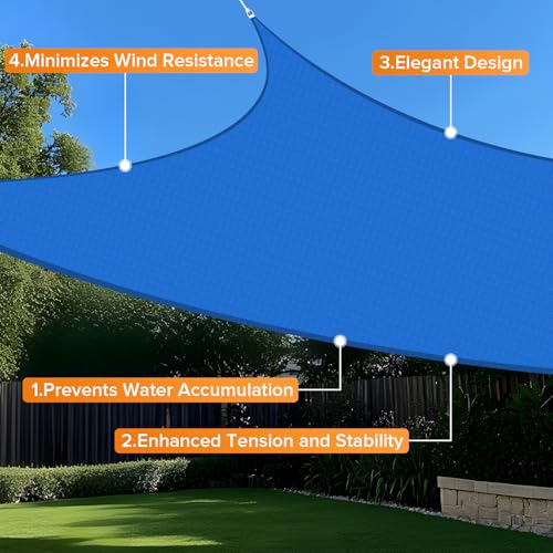 Artpuch Rectangular Breathable UV Block Sun Shade Sail Outdoor Covering Cloth for Deck, Backyard, 6'X6', Blue (Customized Available)