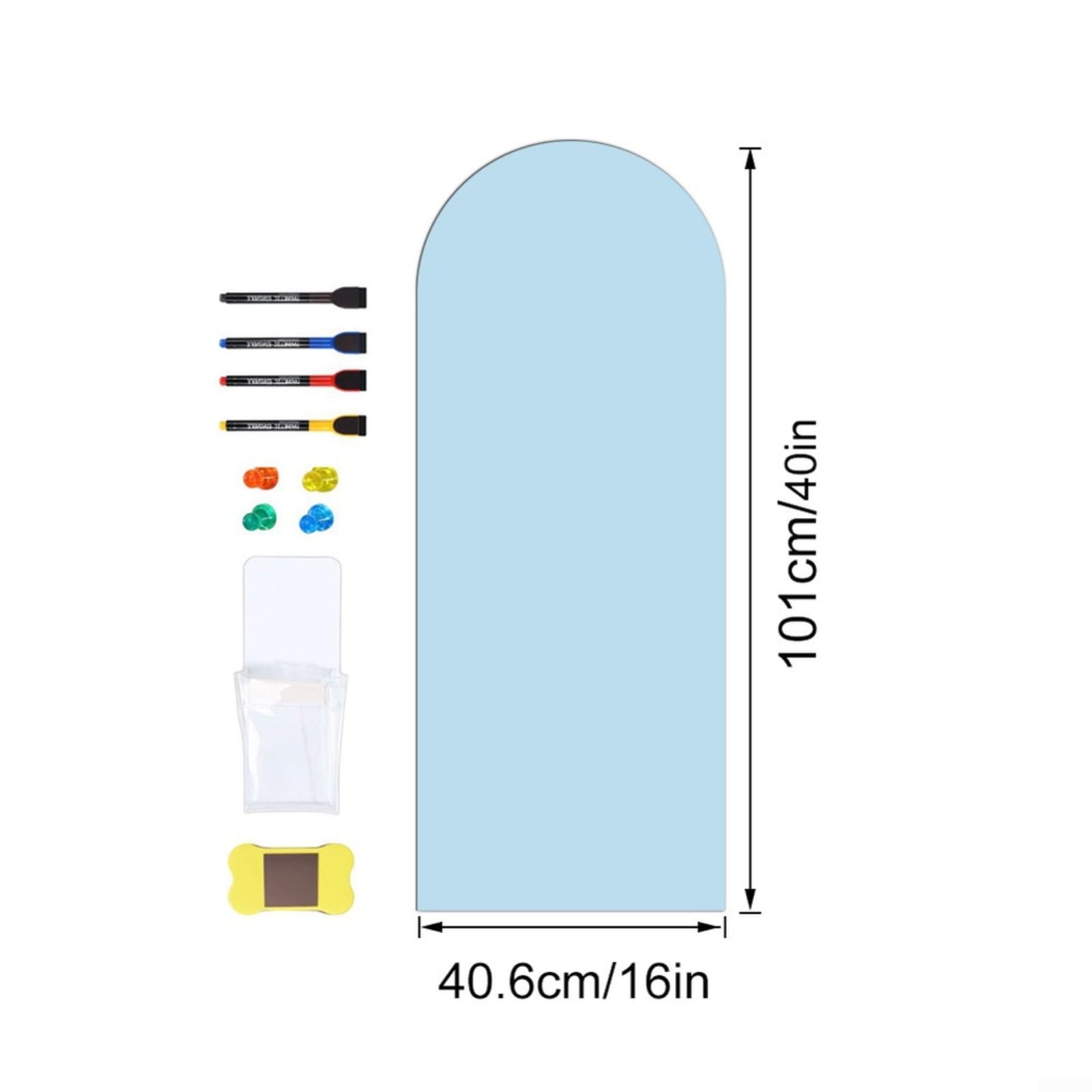 Lavagna magnetica per bambini, decalcomania da parete, 40 x 90 cm, in PVC, rimovibile, per asilo, sala giochi e aule (blu)