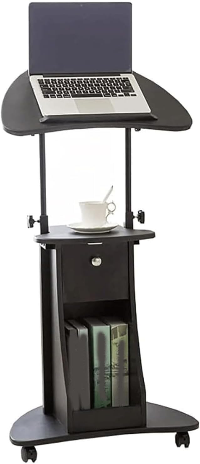 DUANHOZ Mobile Stand Podium Steel Frame Lecterns Small Podium Stand Portable with Casters Pulpits Stable Placement Lecterns (B 55x40x116cm)