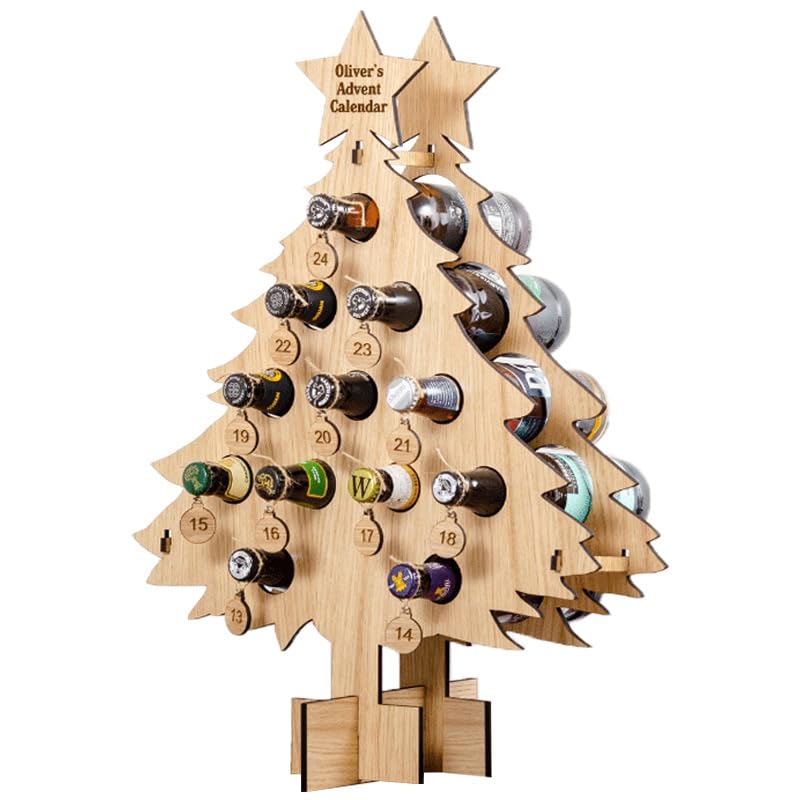 Soporte para botellas de vino en forma de árbol de Navidad de bambú