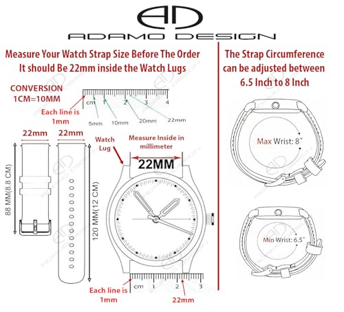 Image of ADAMO 22mm Croco Design Genuine Leather Watch Strap for Men & Boys | Ultra Slim 3mm Thickness Compatible with Tita-n Edge & Similar Watches | Formal & Casual Wear | Silver Buckle | Strap Only