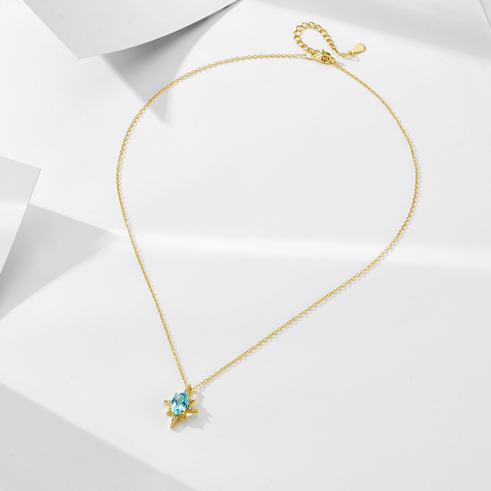 Collana Topazio Donna, Collana Lunga Moda Ciondolo Catenina Vero Oro Giallo 9K/14K/18K con Moissanite Elegante Oro 40+5cm