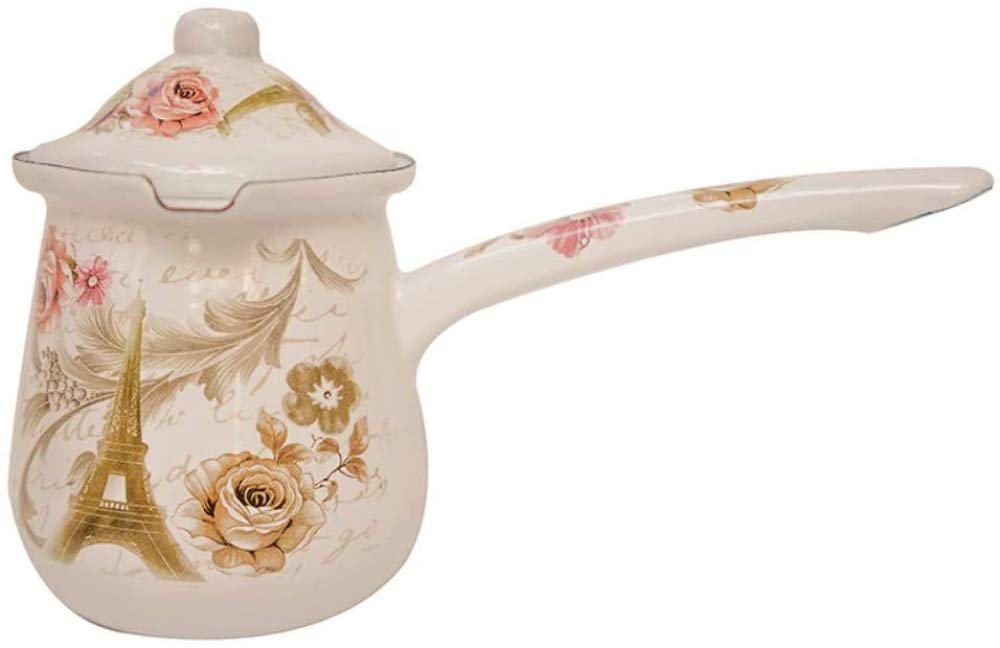 Kaffeekanne im türkischen Stil, Mini-Emaille, Vintage, kleine Milchkanne mit Deckel, Emaille, weiß,