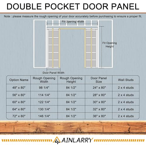 Image of 56 inch x 80 inch (Double 28 inch x 80 inch) Clear Glass Pocket Door, Soft-Close Sliding Pocket Door with Frame & Hardware Kit Set, Primed All-Inclusive Interior Door Slab for Home,White