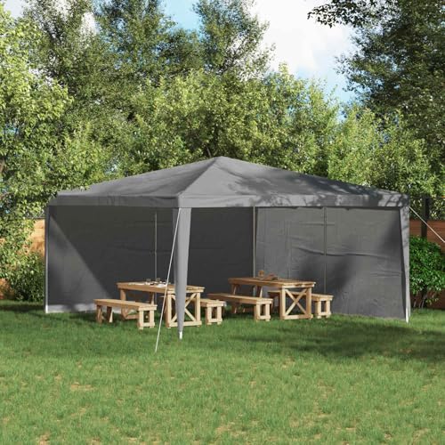 Mur de Tente de fête Gris Clair 2 pcs 400 x 195 cm en PE et Acier avec fenêtres décoratives pour pergola tonnelle abri extérieur Protection Soleil Pluie UV