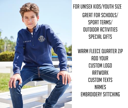 INK STITCH Unisex Youth Pc78yq Custom Embroidery Add Logo Texts Personalized Quarter Zip Fleece3