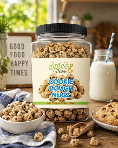 Image of Cookie Dough Nugz 2.5 lb | Edible Chocolate Chip Cookie Dough Pieces | Ready-to-Eat Snack, Ice Cream Topping & Dessert Inclusion | Bulk Resealable Container Made in USA | Dasher's Spice & Beans
