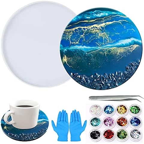 KOUHA Silicone Mould Coaster Silicone Mould Round Silicone Moulds Epoxy Resin Cover