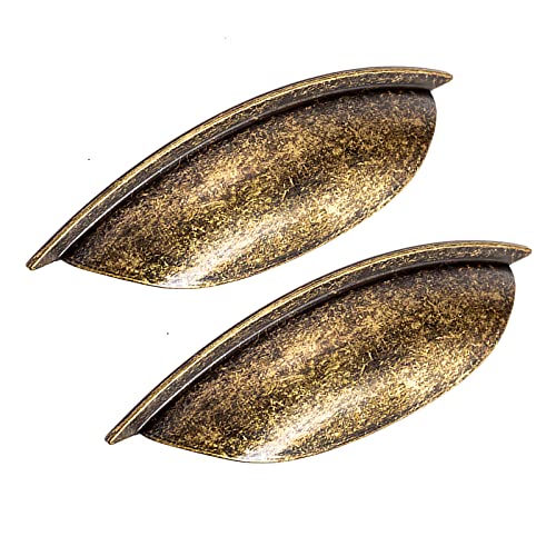 HIFASI 2 Poignées De Tiroir Rétro, Poignée Décorative en Forme De Coquille De Demi-Lune, Boutons De Poignée De Meuble avec Vis, Adaptés Aux Tiroirs, Aux Armoires De Cuis(Size:Hole Centre 64mm)