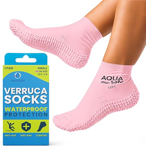 Aquasafe Guardsocks Verruca Sock Kids and Adults - 100% Latex Swimming Pool Swim Socks for Kids and Adults - Non-Slip Waterproof Swimming Shoes for Verruca Protection at Pools