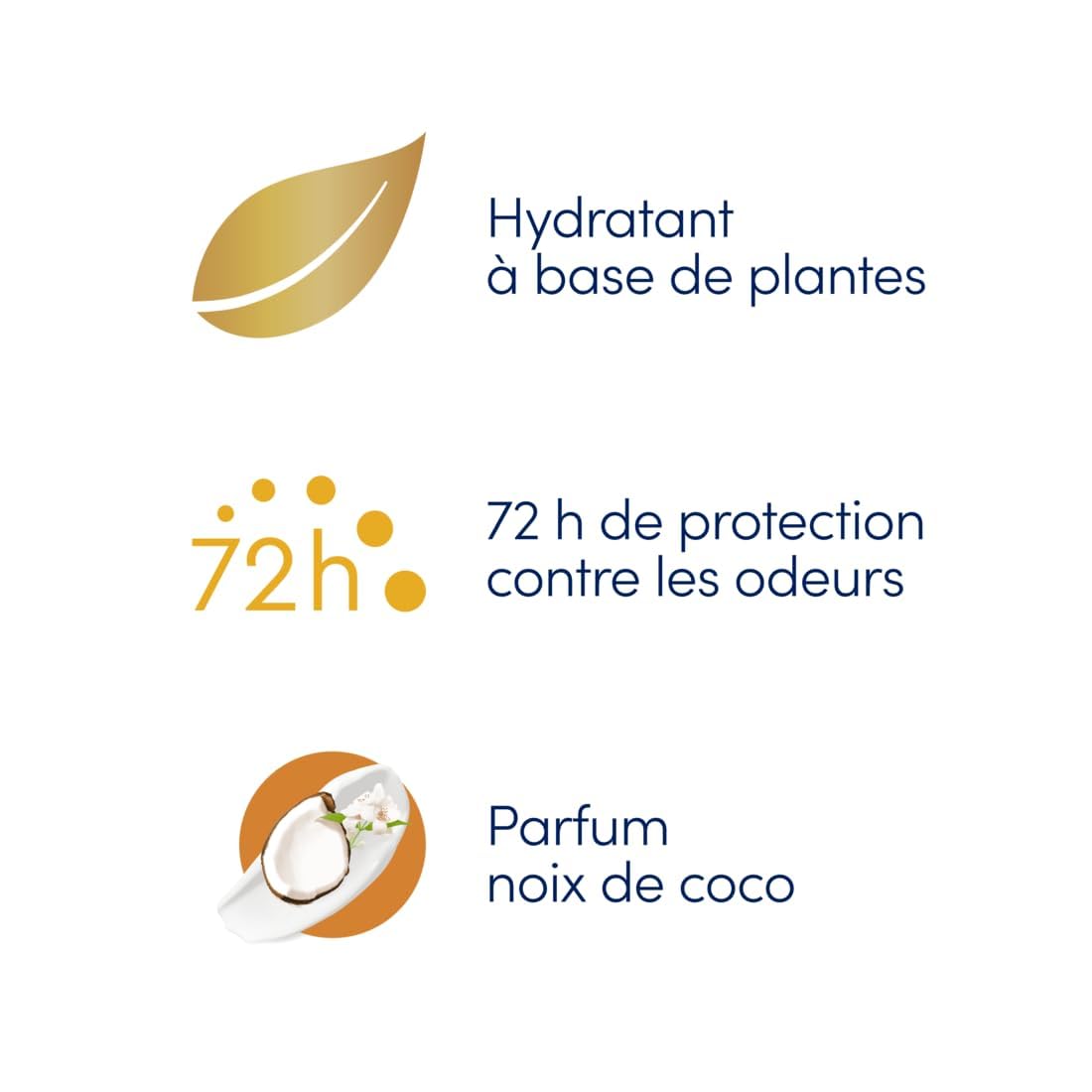 DOVE Déodorant Bille Anti-Transpirant Advanced Care - Noix de Coco - Soin quotidien des aisselles - 72h de protection contre la transpiration - lot de 6x50ml