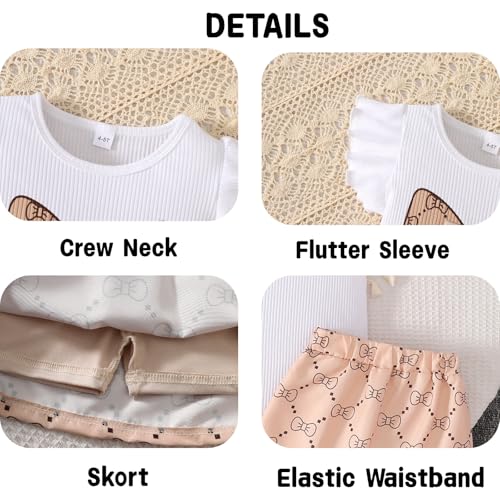 Image of Azmxynol Toddler Girls Clothes Cap Sleeve T-Shirt + Bowknot Print 2pcs Summer Shorts Outfit Set For Girls, Size 4-8 Years